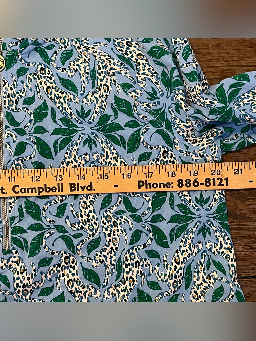 Lilly Pulitzer Blue & Green Leaf Print Quarter-Zip Pullover - Picture 4 of 5